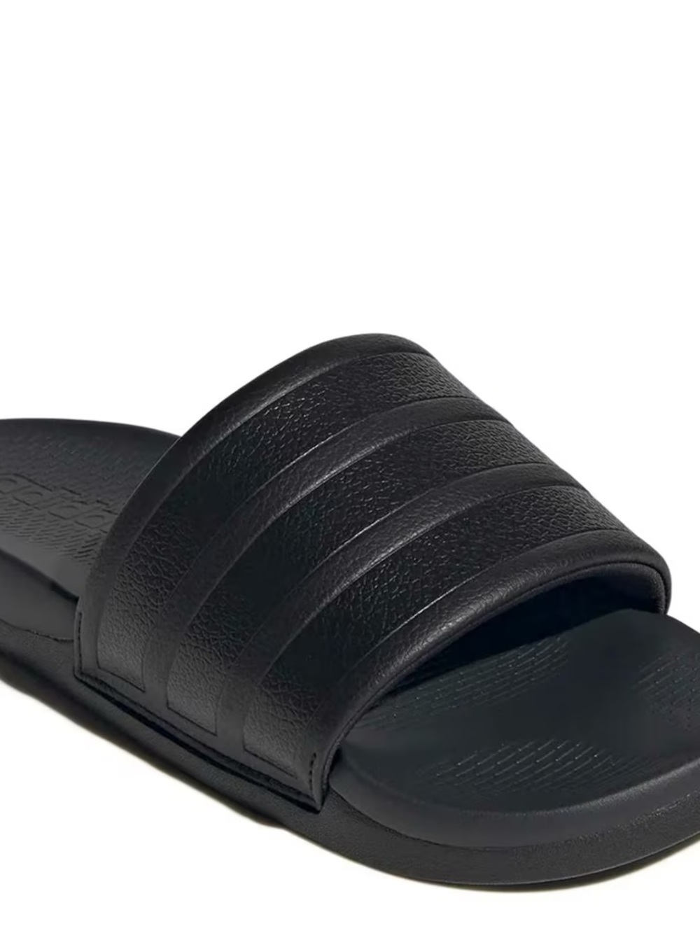 adidas Men's Black Slide Sandals - Textured Strap Slip-Ons